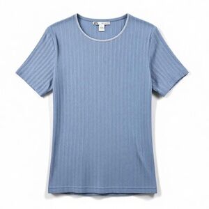 4/$20 Vintage Maggie Lawrence Blue Ribbed Knit Tee Short Sleeve Top